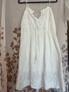 Amaryllis White Embroidered Tie-Front Mini Dress